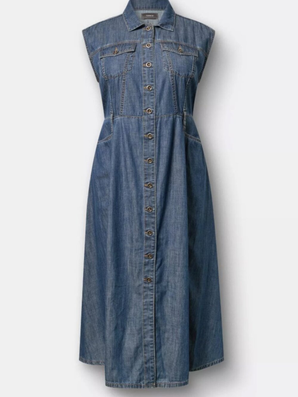 Torrid 2x Midi Classic Denim Shirt Dress Pockets Old Money 🌺Belt not included🌺